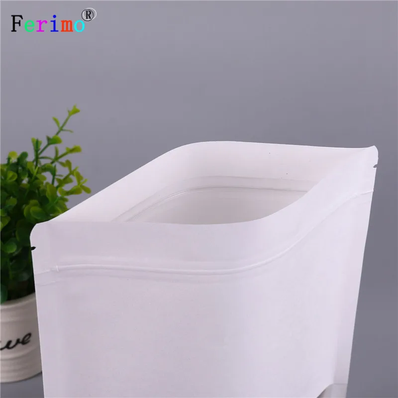 free shipping 100pcs Frosted windows white kraft paper self sealing bags tea supporting food packaging fruit bags. | Дом и сад