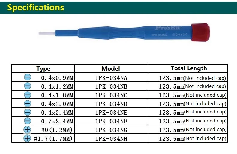 Прецизионная керамическая отвертка Pro'sKit немагнитная устойчивая к кислотным