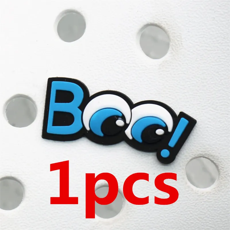 Boo eye 1pcs Одиночная от 1 до 6 шт новые аксессуары для обуви подвески глаза/VIP/поцелуй украшение для обуви для croc jibz Детские вечерние X-mas подарок DONG-YJ08 - Цвет: Boo eye 1pcs