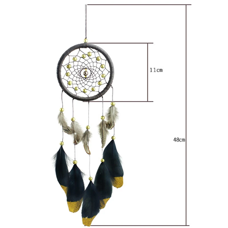 Подвесное украшение ручной работы подвеска-колокольчик в виде золотого пера