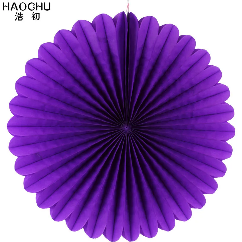 Лиловый HAOCHU 5 шт./лот 20 Вт, 30 Вт, 40 см цветной бумажный цветок вентиляторы красочные бумажные вееры для украшений на вечеринку детская одежда для дня рождения - Цвет: Лиловый