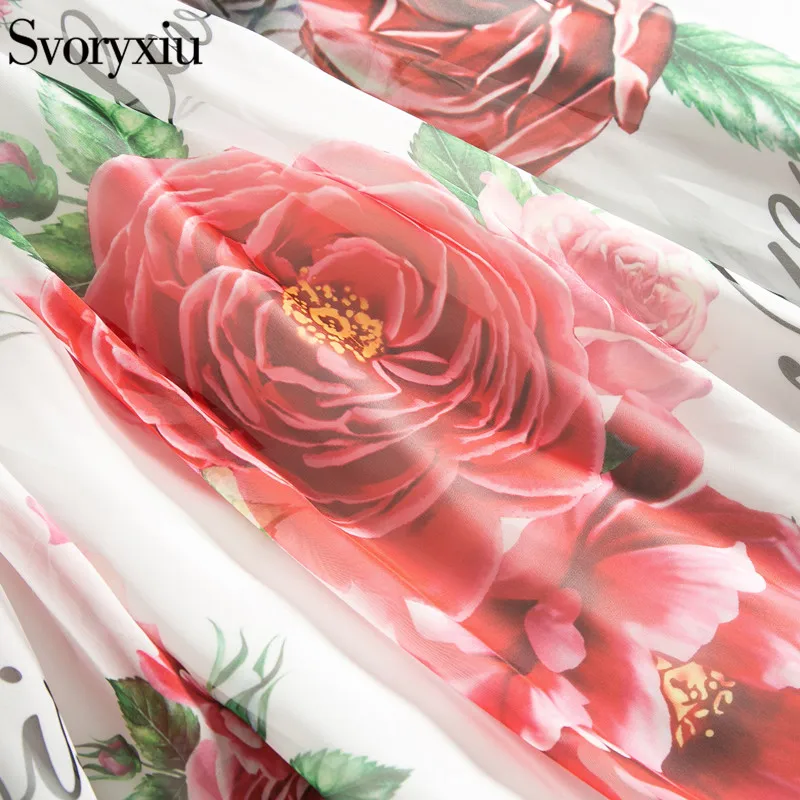 Женское длинное платье в стиле бохо Svoryxiu, белое элегантное пляжное платье до пола с цветочным принтом и бантом на шее для вечеринки на лето