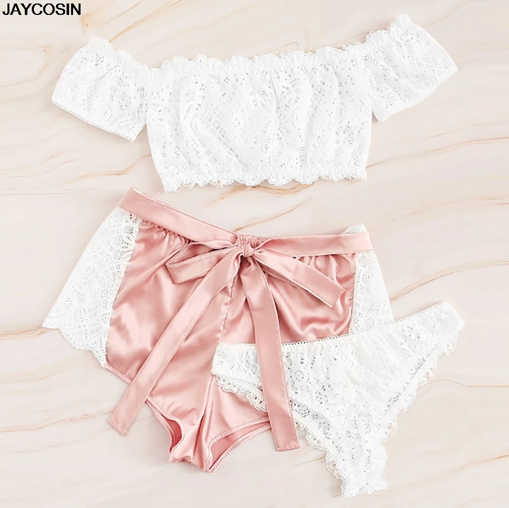 JAYCOSIN, женское нижнее белье, корсет, кружево, на косточках, пикантная одежда для сна, нижнее белье, топы+ шорты+ трусы, нижнее белье, ночная рубашка, высокое качество, 9424