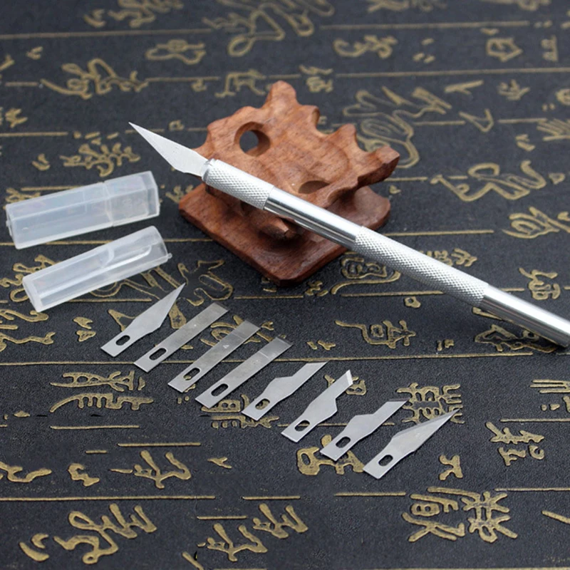 A set (9 Blades) Aluminum Alloy Engraving Knivescutters Cutters Cutting Tools Manual Model Knives Pencil Sharpener. | Инструменты