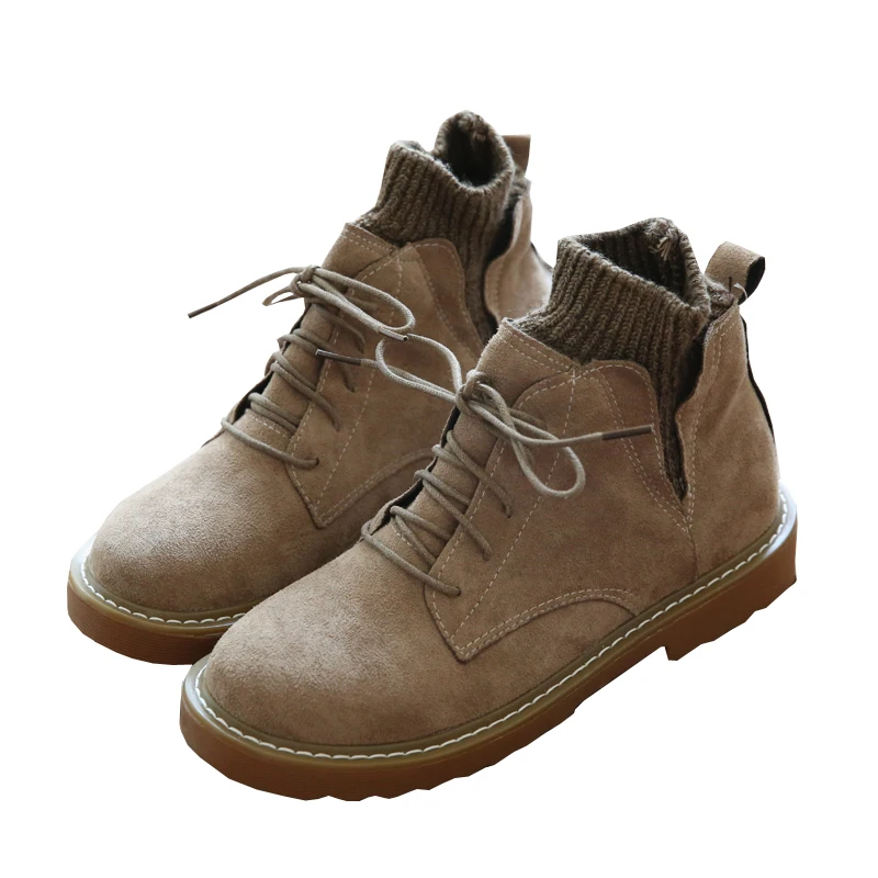 Женские ботинки ручной работы из свиной замши женские Martin с круглым носком на