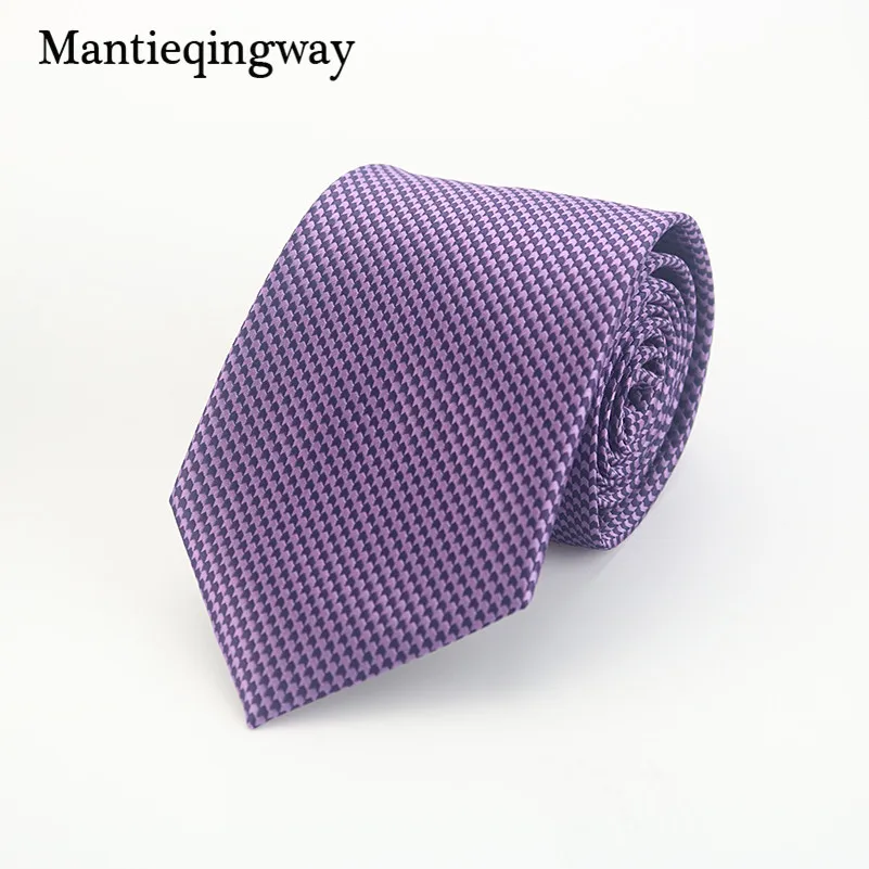 Mantieqingway фиолетовый полосатый стиль полиэстер Шелковый Галстуки 8 см Тонкий