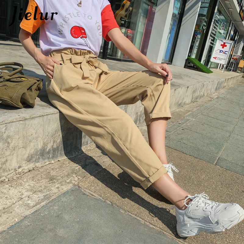 Jielur Harajuku женские брюки карго корейский ШИК Мода тонкий базовый Pantalon Mujer Green