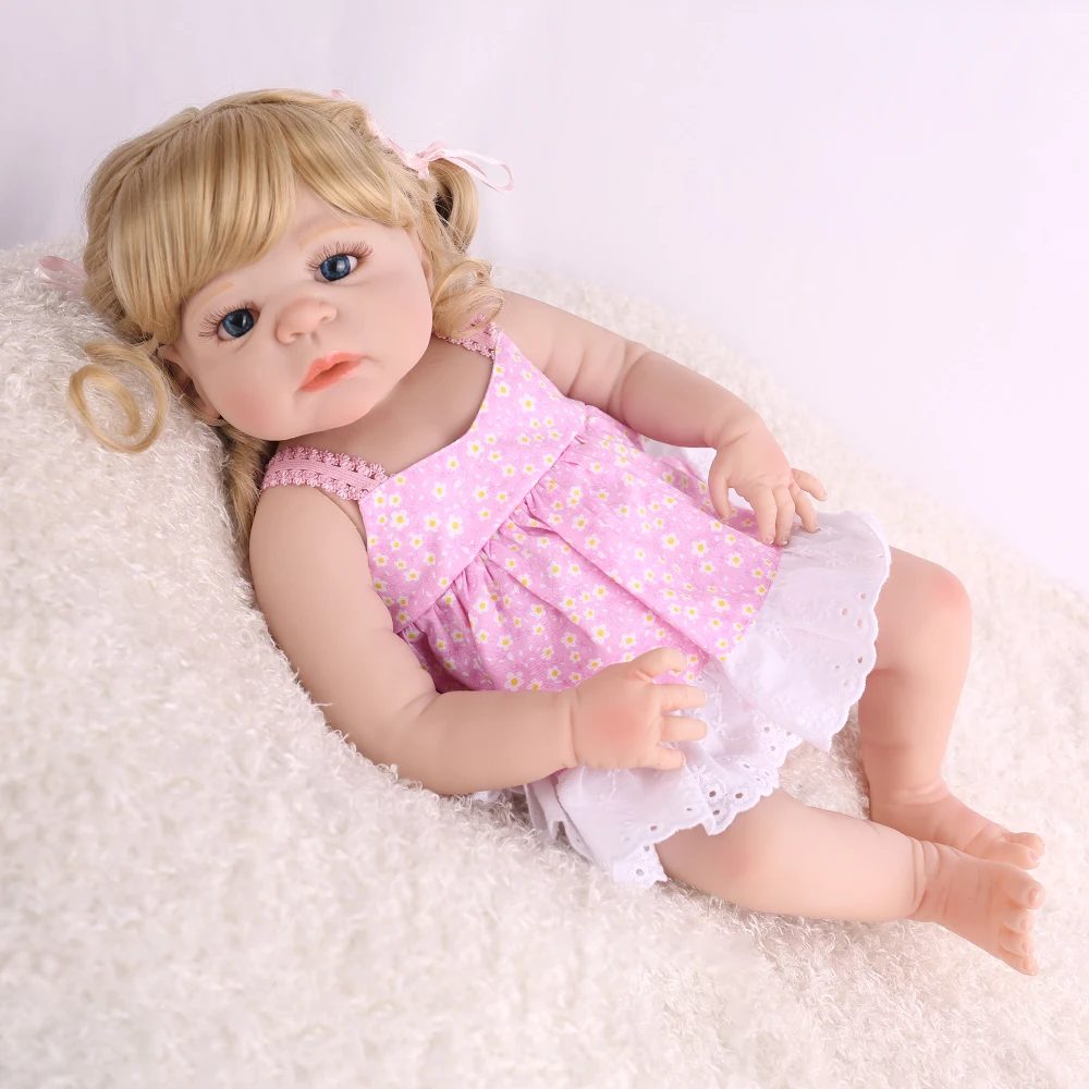 NPKDOLL Reborn Baby Doll 22 дюйма полные игрушки для виниловой ванны парики из светлых волос
