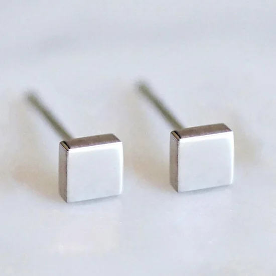 YE14811A0W0 Silver EManco простые маленькие серьги-гвоздики из нержавеющей стали для женщин, модные квадратные серьги для девочек, ювелирное изделие, 3 цвета - Окраска металла: YE14811A0W0 Silver