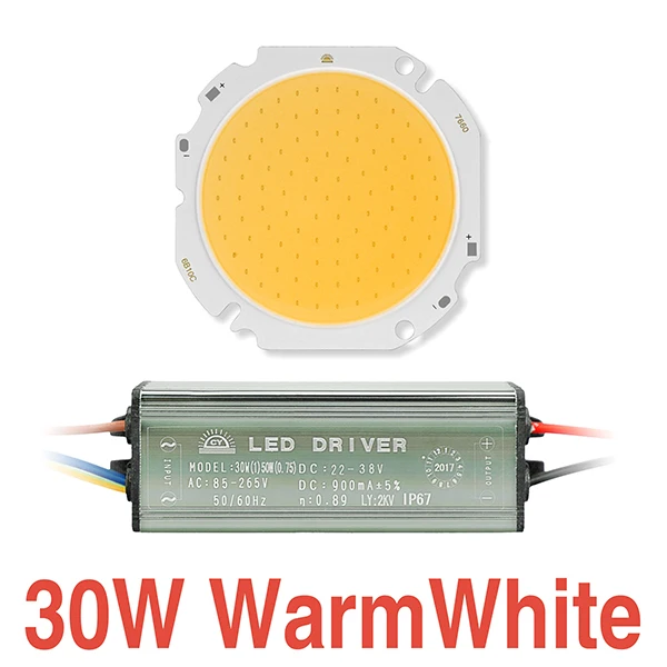 30W Warm White 1 комплект светодиодный COB Чип+ драйвер 30 Вт 50 Вт лампа высокой яркости вход 30-34 в DIY для наружного прожектора светильник Точечный светильник Холодный белый Теплый белый - Испускаемый цвет: 30W Warm White