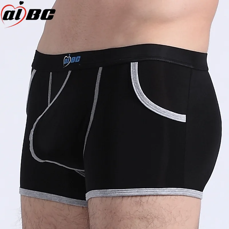 4pcs/lot AIBC men sexy underwear gay ultra-thin ice silk boxers short big pockets genuine youth Mens Underwear Boxers wholesale