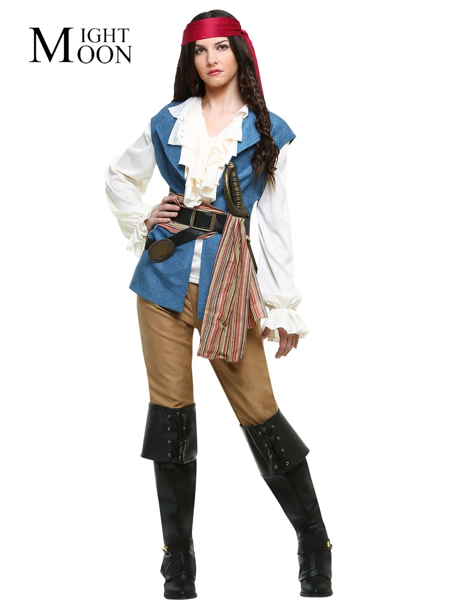 MOONIGHT Halloween Woman Caribbean Pirate Costume Pirates Dress Fancy Cosplay Clothing for Women Party | Тематическая одежда и