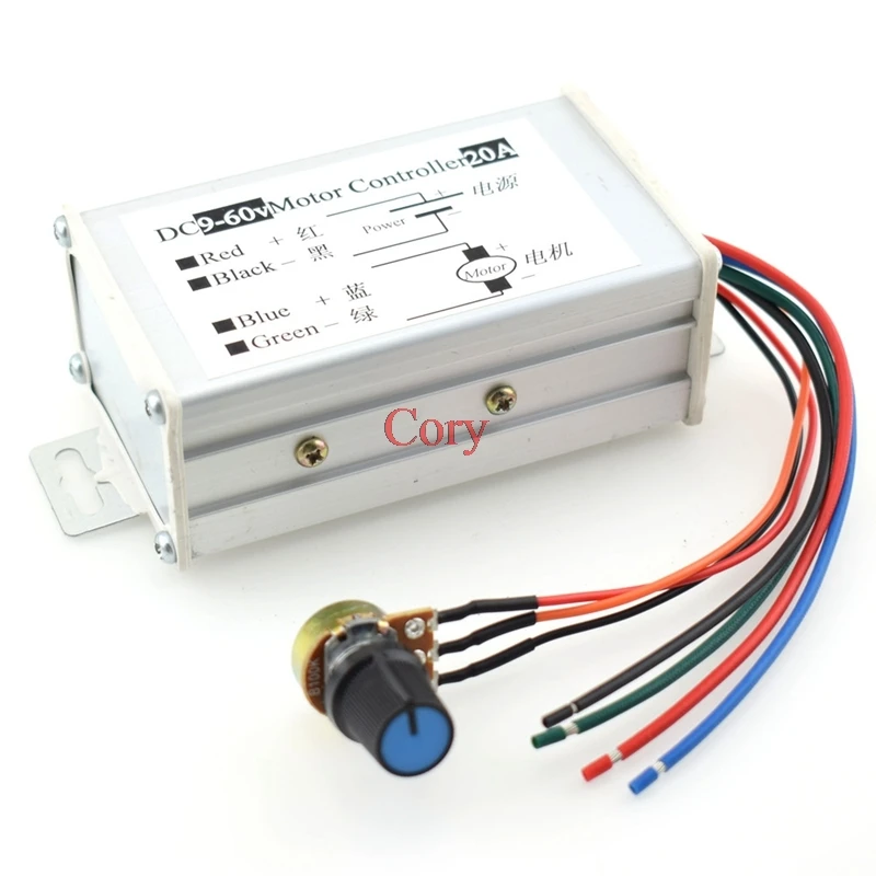 1 шт. 20A DC 9 60 в контроллер двигателя Переменная скорость/Обратный Переключатель