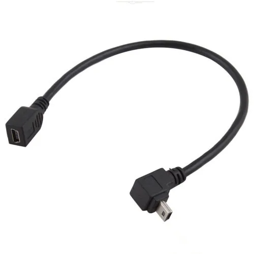 Изгиб 90 градусов град мини USB удлинитель зарядный кабель MINI T port Мужской автобус MP4