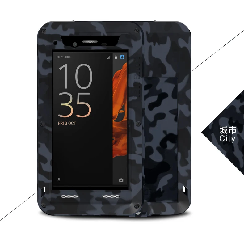 City Чехол LOVE MEI CAMO из сверхпрочного металла для SONY Xperia XZ, мощный противоударный алюминиевый чехол, водонепроницаемый, для использования в военных целях - Цвет: City