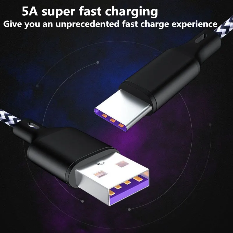 5А usb type-C кабель для huawei mate 20 P30 P20 Pro Lite USBC супер быстрое зарядное устройство USB-C type-C кабель для samsung S10 S9