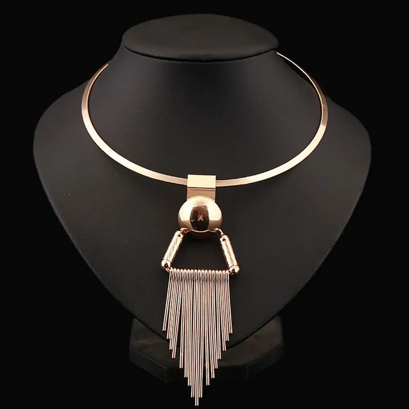 Очаровательное колье, ожерелье s Femme Bijoux, металлическая Длинная кисточка, массивный нагрудник, ожерелье, модное ювелирное изделие для женщин, аксессуары