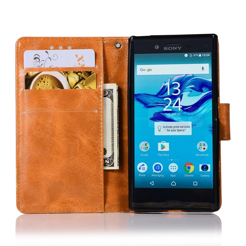 Компактный чехол для Sony Xperia X роскошный мягкий из ТПУ и кожи флип-чехол телефона