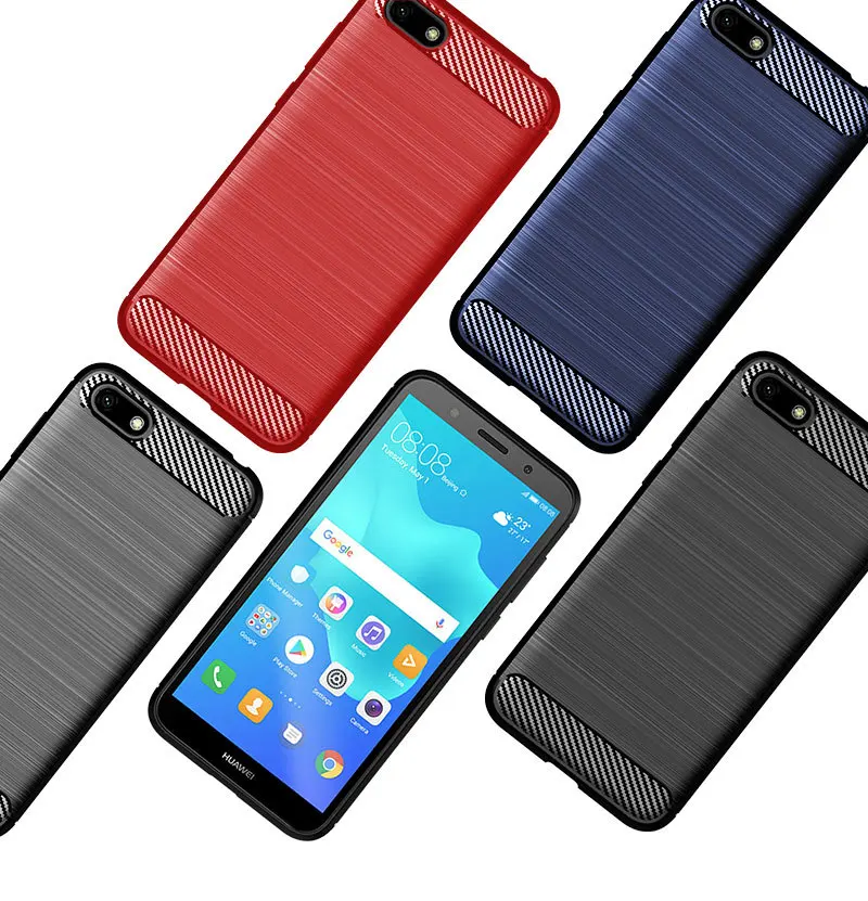 УГЛЕРОДНЫЙ чехол для Huawei Y5 Lite 2018 силиконовая Мягкая задняя крышка телефона дюйма