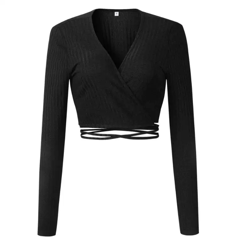 Женская футболка сексуальная трикотажная рубашка с v-образным вырезом Женский