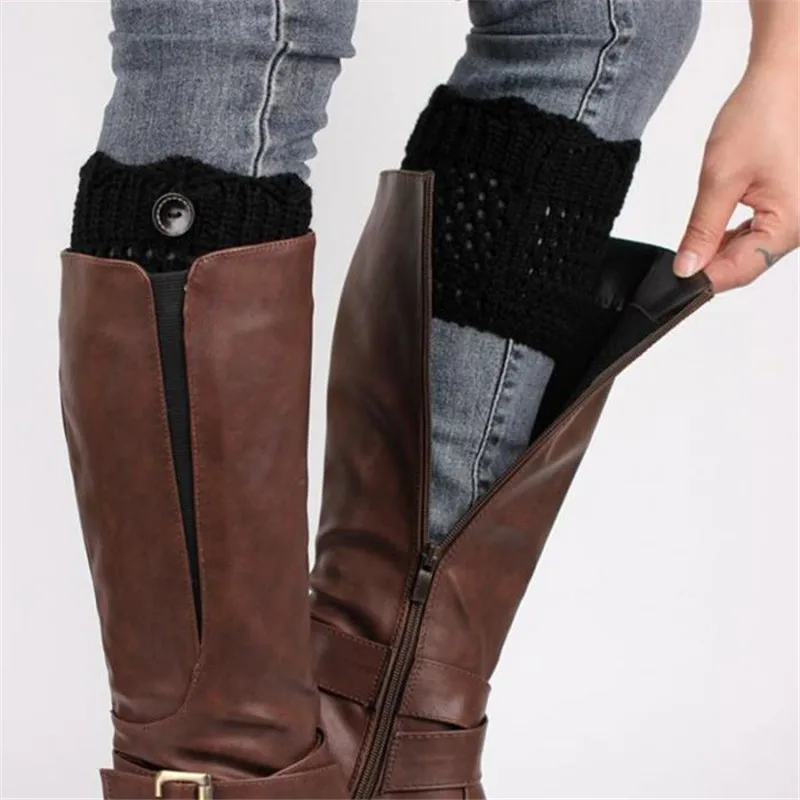 2021 г. женские модные короткие вязаные гетры с пуговицами на осень-зиму ботинки