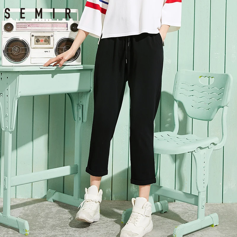 Брюки SEMIR Женские повседневные Модные свободные штаны джоггеры черные мягкие