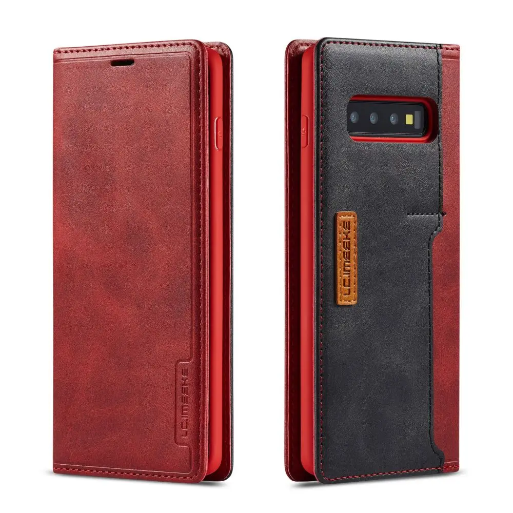 Red L-FADNUT, роскошный винтажный флип-чехол-кошелек для samsung Galaxy S10, S8, S9 Plus, Note 9, элегантный противоударный кожаный чехол - Цвет: Red