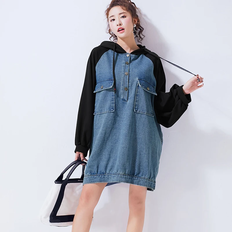 

Sweatshirt with a hood hoodies for women 2018 denim jeans sweatshirt harajuku kawaii pulovers female sweatshirt FF1404 L