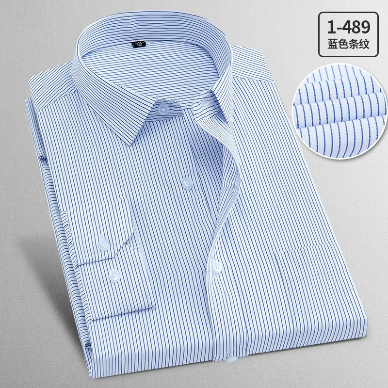 1 489 Классическая мужская рубашка, бренд, большие размеры 6XL 5XL XXXXL, повседневное однотонное платье, светская рубашка, мужская деловая одежда белого и черного цвета - Цвет: 1 489