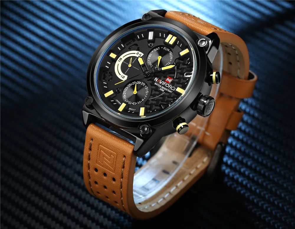 Часы мужские армейские спортивные кожаные кварцевые 24 часа 2016 | Наручные часы