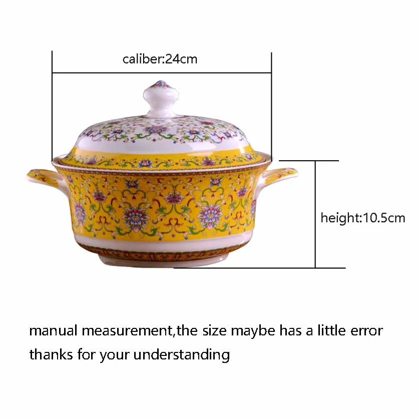 Керамическая посуда Jingdezhen с роскошным рисунком суповая кастрюля крышкой и