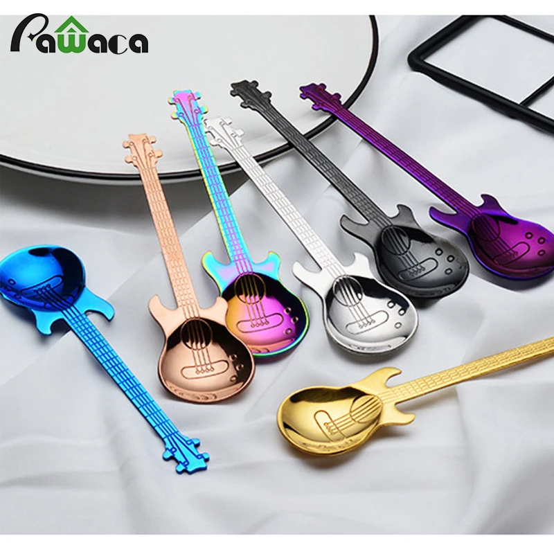 7 шт./4 шт. комплект кофейных ложек для гитары десертная ложка мороженого столовые
