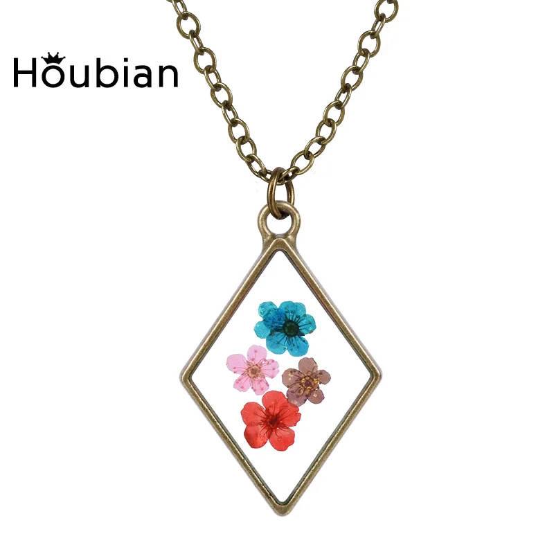 Houbian Time Gems кулон с высушенным цветком ожерелье Cute Forever Flower Кулон Ожерелье Веревка