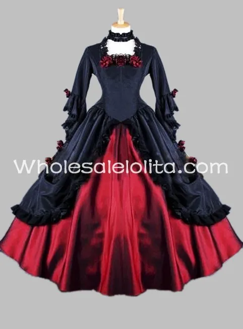 Черное и красное платье для бала маскарада костюм Хэллоуина|gothic victorian|victorian blackball