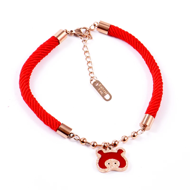2018 Women Red Rope Bracelet Cute Girl Lucky Trendy Lover With Black Stone Hollow Bangles Dropshipped Worldside Jewelry | Украшения и