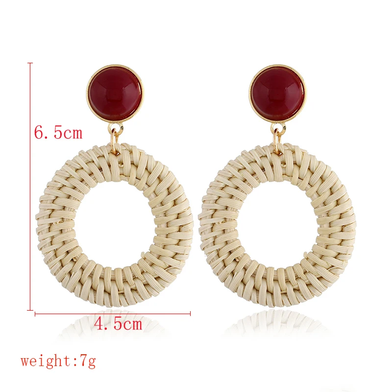 YAOLOGE Unique Rattan Weaving Earrings Bohemian Style Openwork Round Vintage Statement Jewellry For Women Party Jewelry | Украшения и