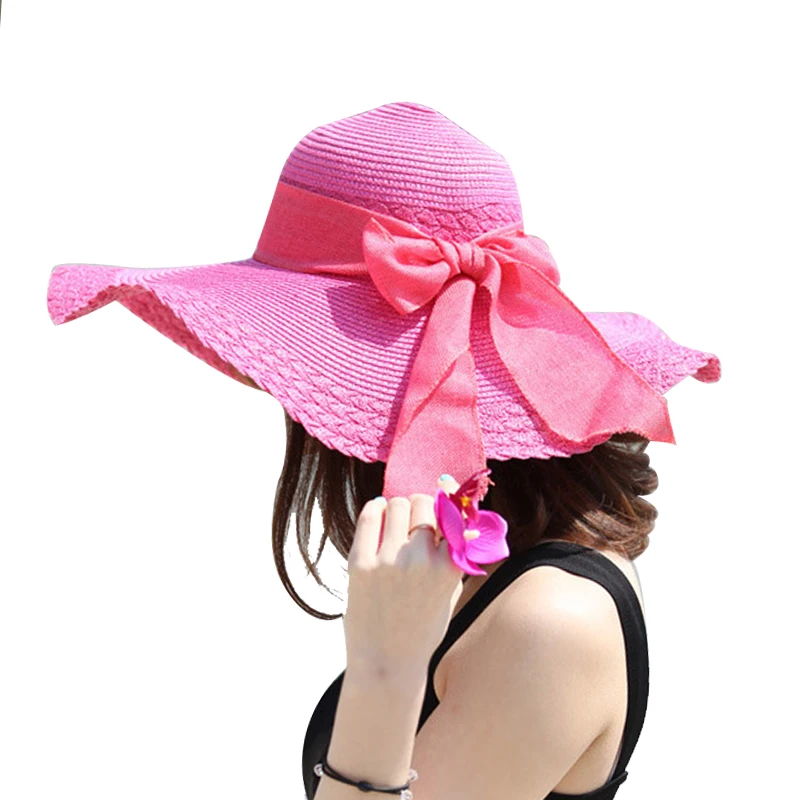 Новейшая Корейская пляжная Солнцезащитная шляпа с бантиком женская летняя кепка