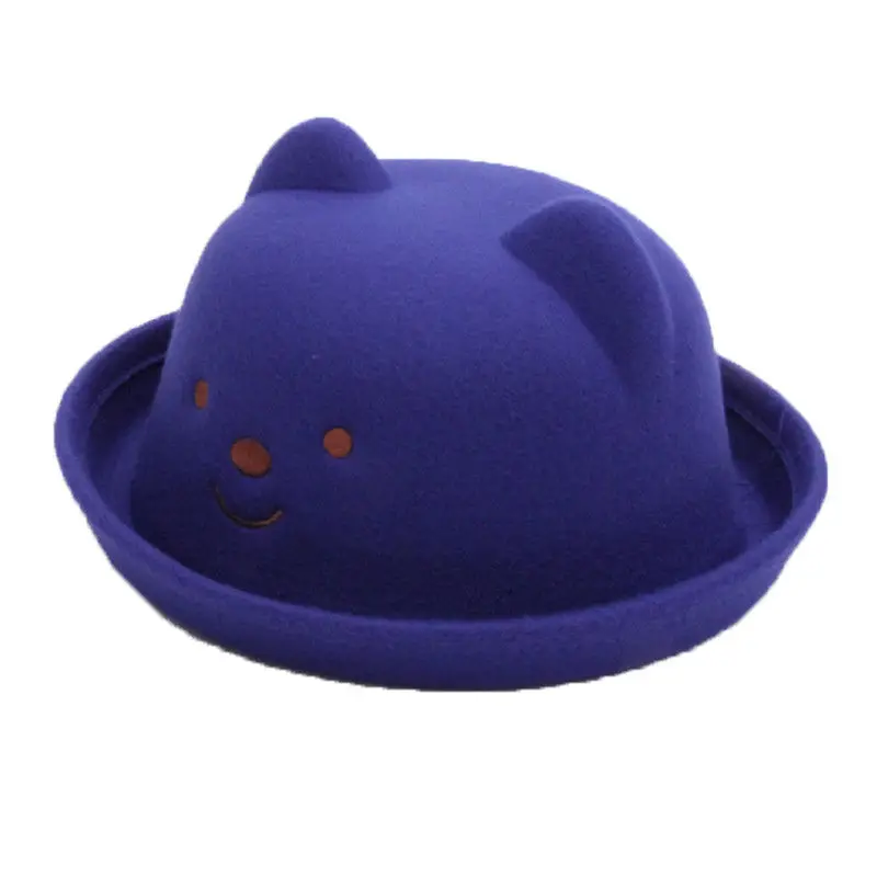 Newborn Toddler Baby Kids Girl Boy Fashion Bear Hats Visor Little Ear Cap Warm Hat Cute Babies Kid Cartoon Caps Wool Hat - Цвет: Тёмно-синий