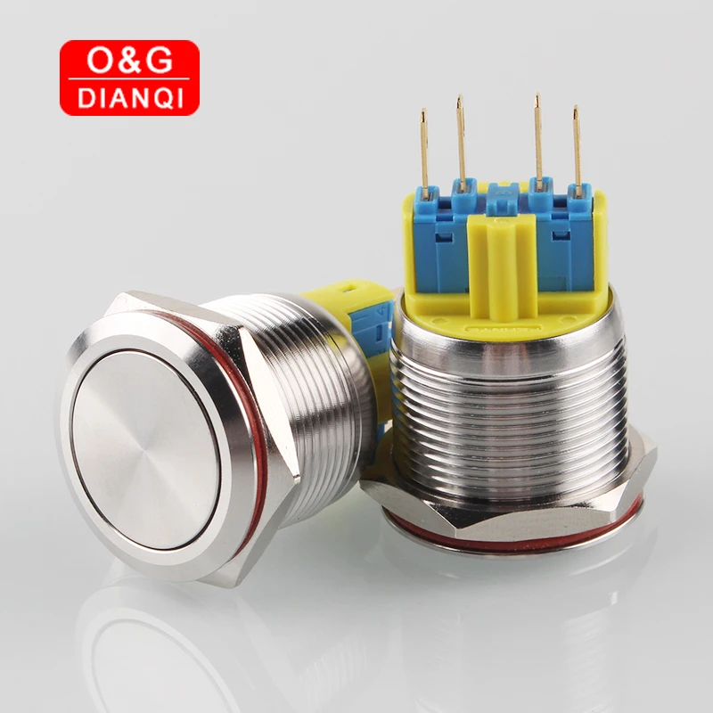 22 мм металлический кнопочный переключатель плоская головка без фиксации