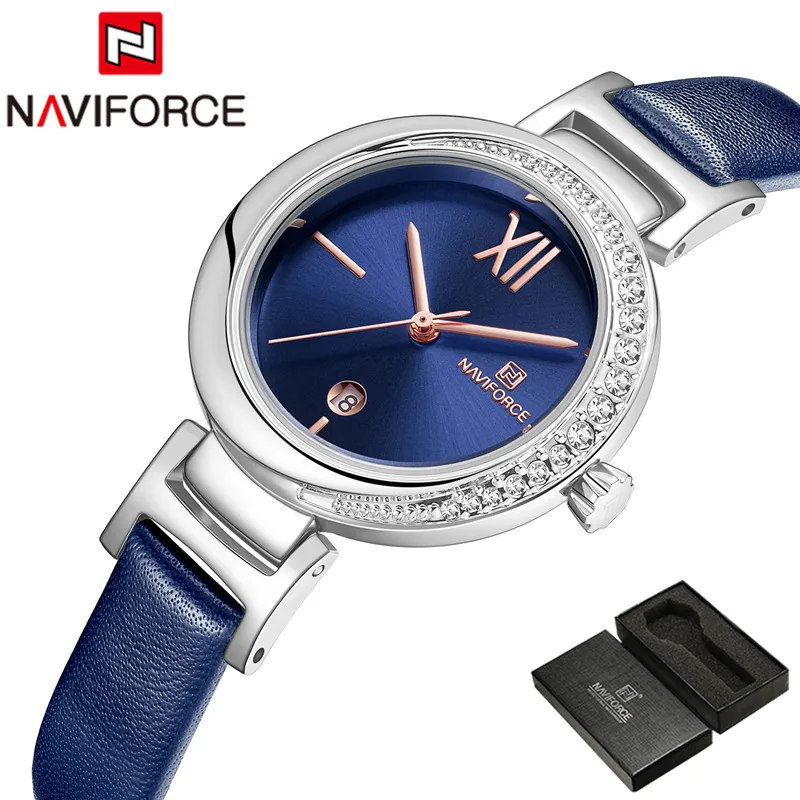 NAVIFORCE женские часы лучший бренд класса люкс Женские наручные из натуральной кожи