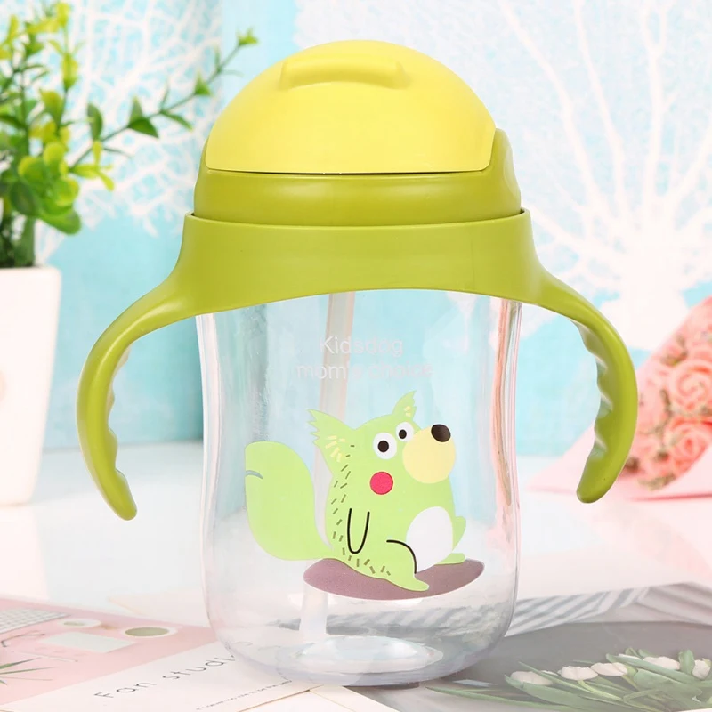 Детские Обучающие бутылки для питьевой воды, чашки для кормления с ручками и ремнем для новорожденных детей, милая мультяшная непротекающая чашка