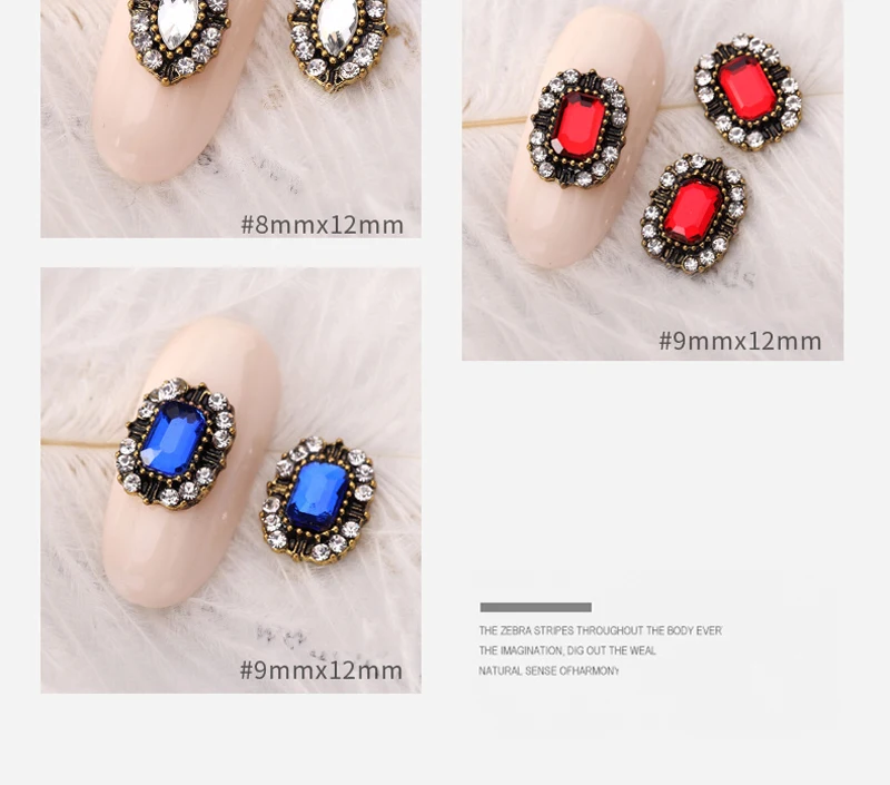 

50Pcs/lot Nail Jewelry Nail Diamond 15 Designs Nail Rhinestone Super Flash Rhinestone Retro Sticker for 3D Nail Art Strass