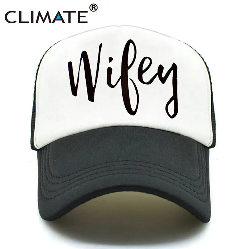 White Wifey Климат муженька Wifey Дальнобойщик Кепка s Мужчины Женщины Пара кепки для влюбленных печатная пара летняя кепка s сетка Кепка Дальнобойщика шляпа - Цвет: White Wifey