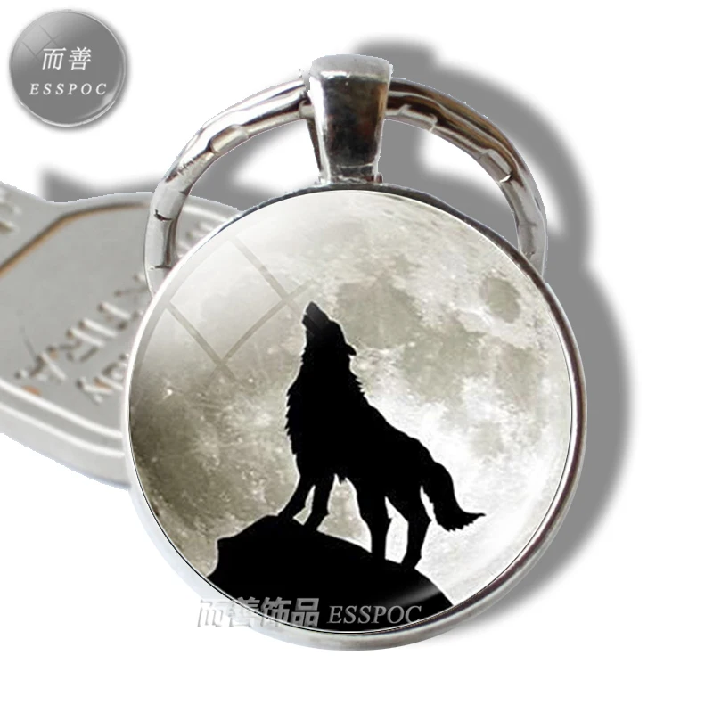 Мужской винтажный брелок Wolf & Moon стеклянный с кабошонами модные аксессуары