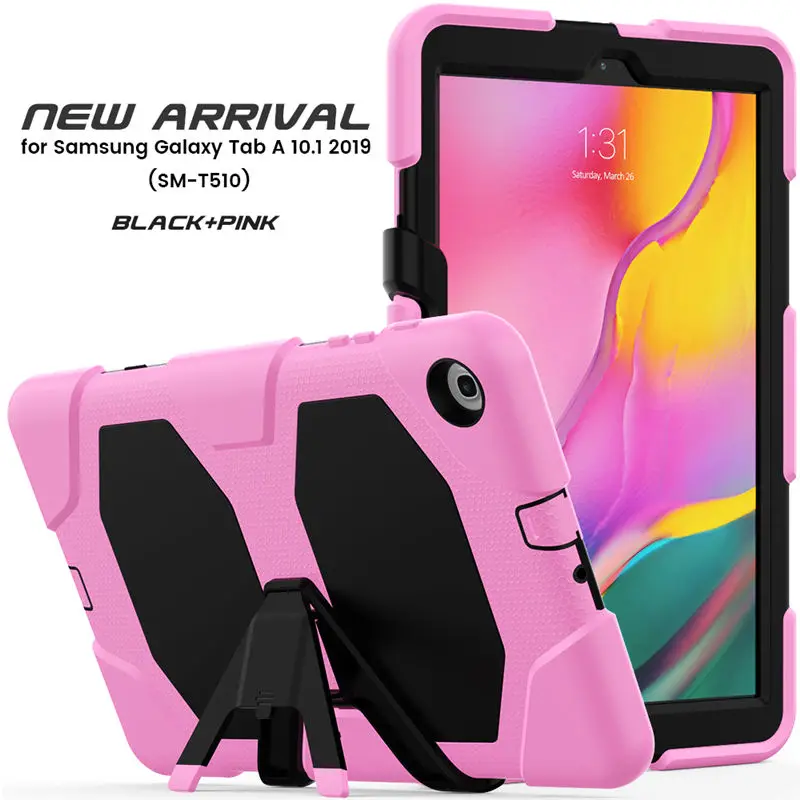 Pink Чехол для samsung Galaxy Tab A 10,1 T510 T515 SM-T510 SM-T515 чехол для планшета противоударный сверхпрочный чехол с подставкой - Цвет: Pink
