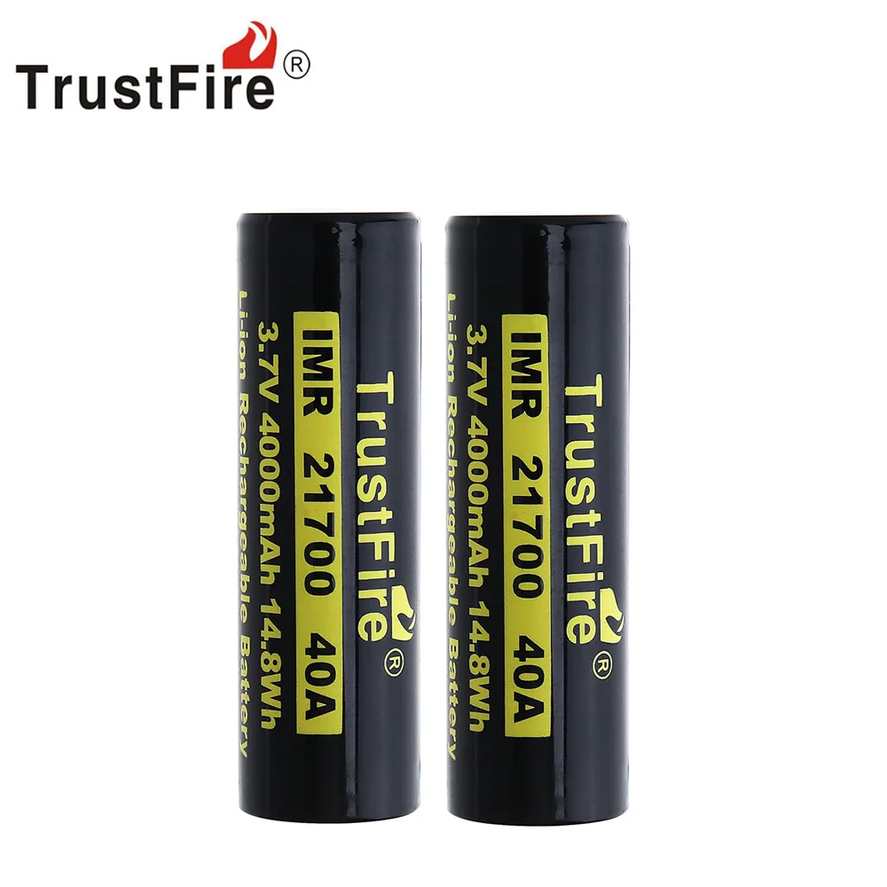 2 шт. литий-ионная аккумуляторная батарея TrustFire 21700 3 7 в 40 А 4000 мАч 14 8 Вт с