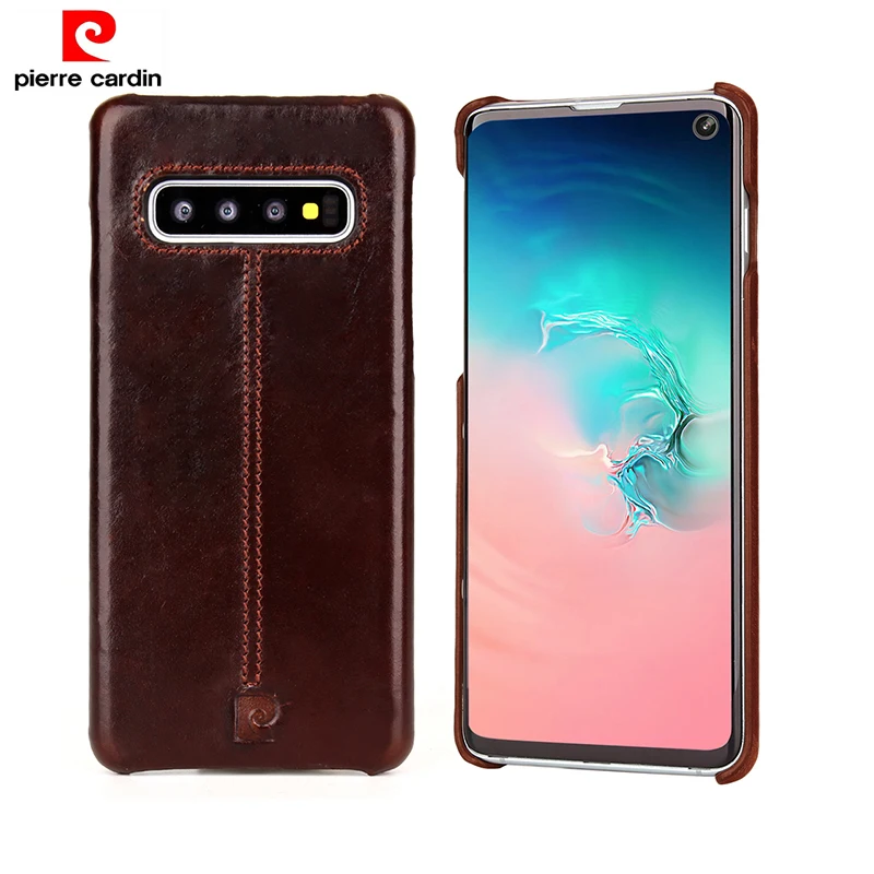 Чехол Pierre Cardin из натуральной кожи для Samusng Galaxy S10 Plus роскошный Ультратонкий чехол