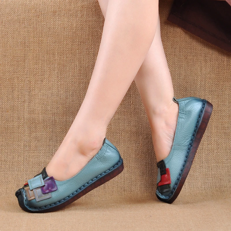 2018 Модные женские туфли Пояса из натуральной кожи Лоферы для женщин Для