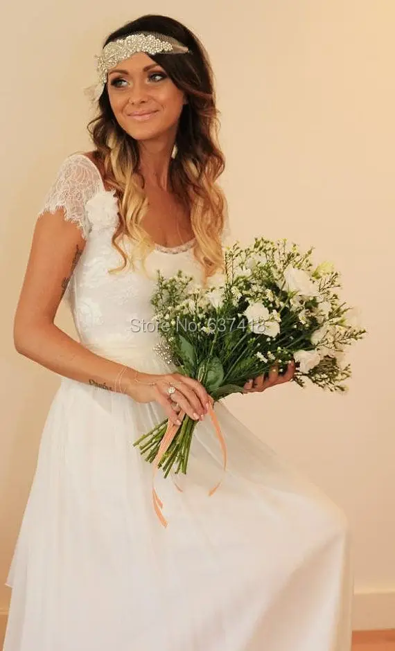 Новое поступление элегантное простое белое свадебное платье Пляжное летнее с