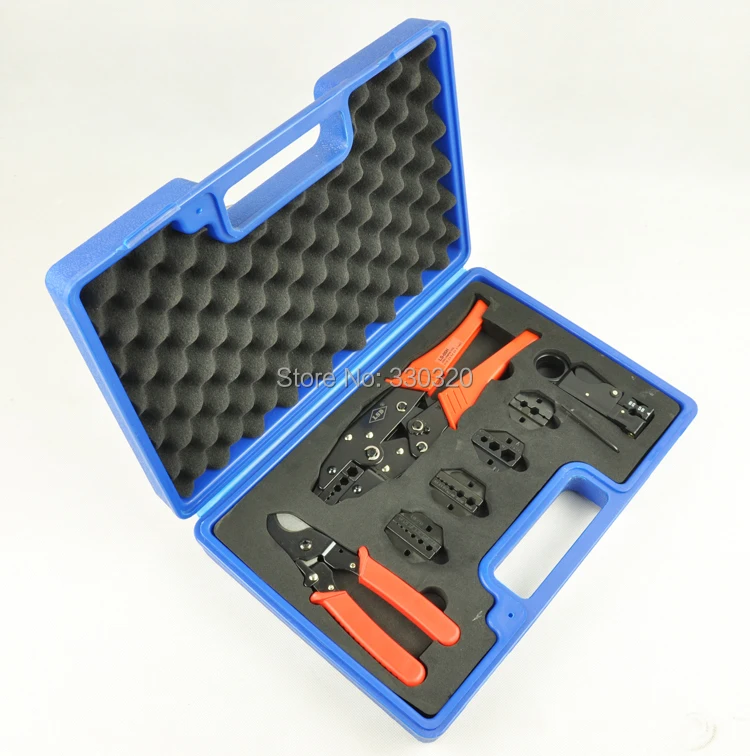 Набор обжимных инструментов с коаксиальным обжимным инструментом резаком